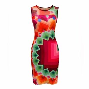 Desigual Multicolor Geometric Midi Dress